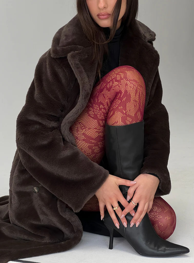 Ammelia Sheer Lace Tights Red | Princess Polly US