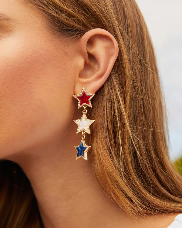 Patriotic Triple Star Drop Earrings | VICI