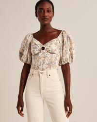 Puff Sleeve Poplin O-Ring Top | Abercrombie & Fitch (US)