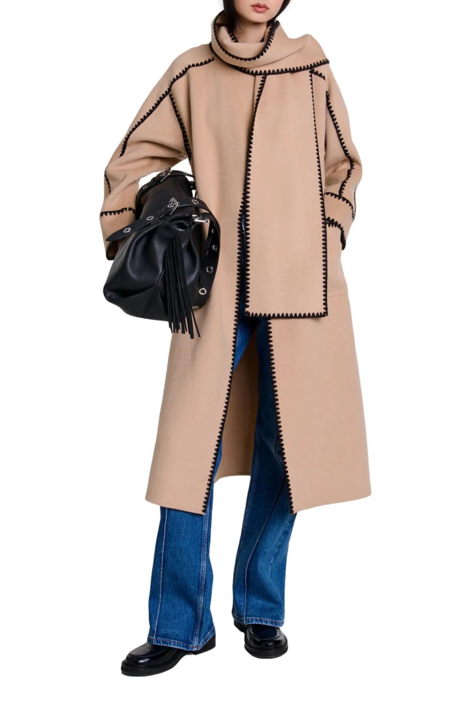 maje Two-tone double-faced coat | Nordstrom | Nordstrom