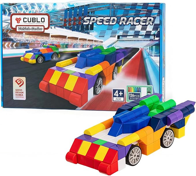 Magic Cube Speed Racer, Magnetic Blocks in Square, Triangular and Semicircular Shape and Panel Bl... | Amazon (US)