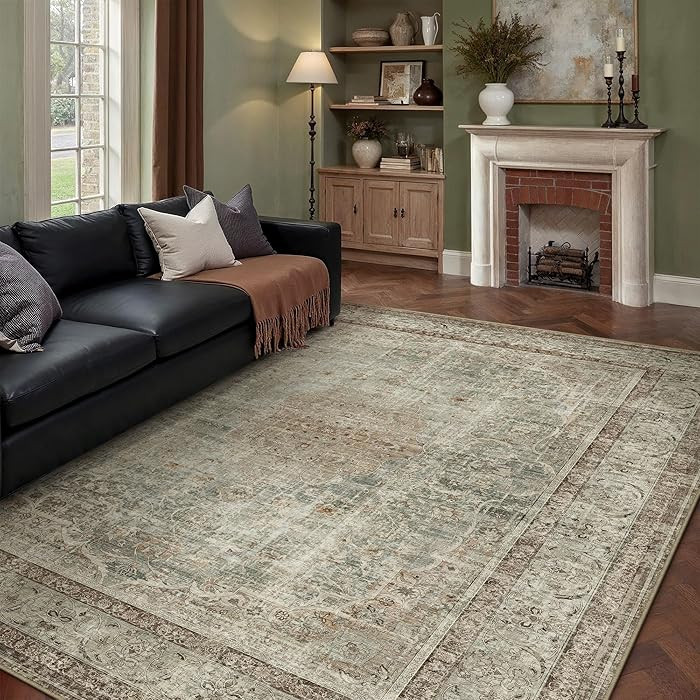 Sage Area Rug 6x9 for Living Room Washable Vintage Carpet Low Pile Non Slip Distressed Soft Tradi... | Amazon (US)