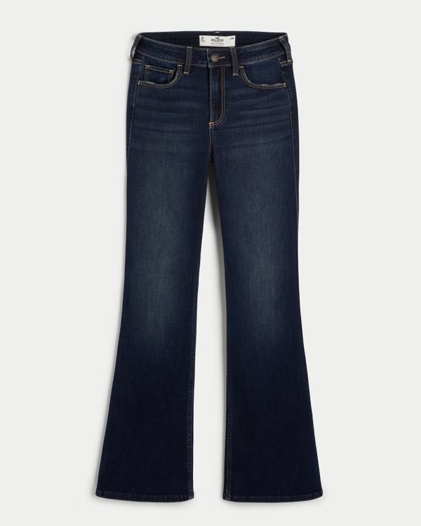 Curvy Mid-Rise Dark Wash Boot Jeans | Hollister (US)