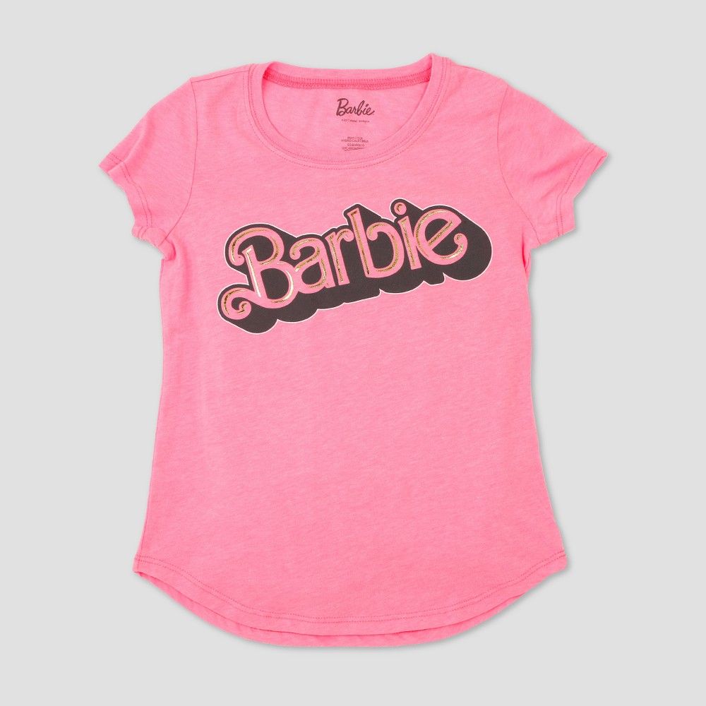 Girls' Barbie Short Sleeve T-Shirt - Pink XS | Target