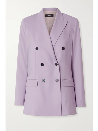 Theory - Double-breasted Wool-blend Blazer - Lilac | NET-A-PORTER (US)