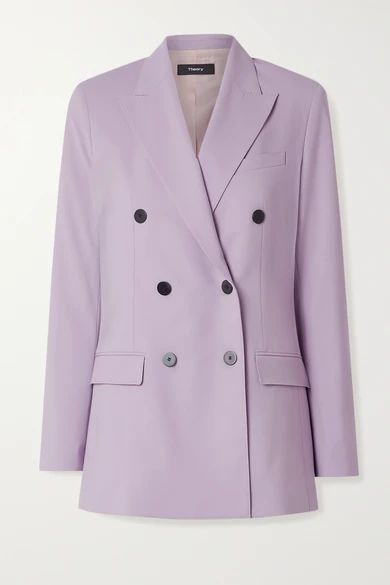 Theory - Double-breasted Wool-blend Blazer - Lilac | NET-A-PORTER (US)