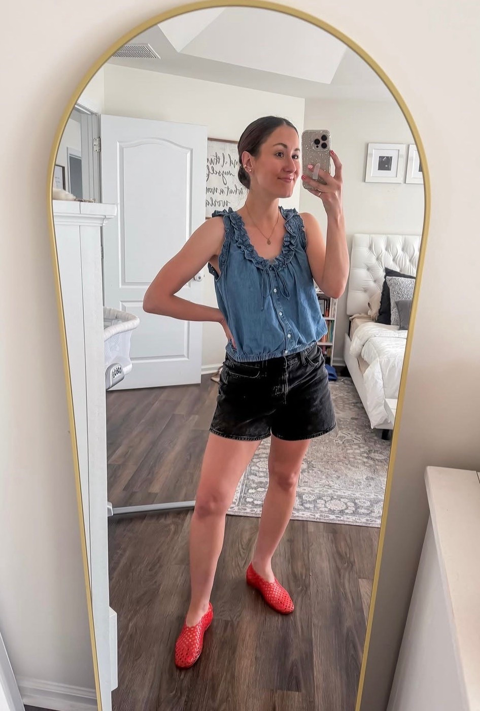 Summer outfit with black denim shorts + jelly shoes

#LTKootd #LTKmomlife #LTKSeasonal