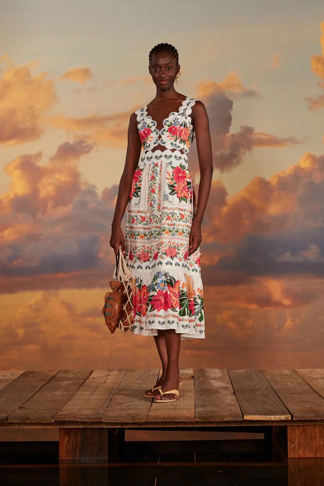 Off-White Bloom Garden Maxi Dress | Farm Rio EU