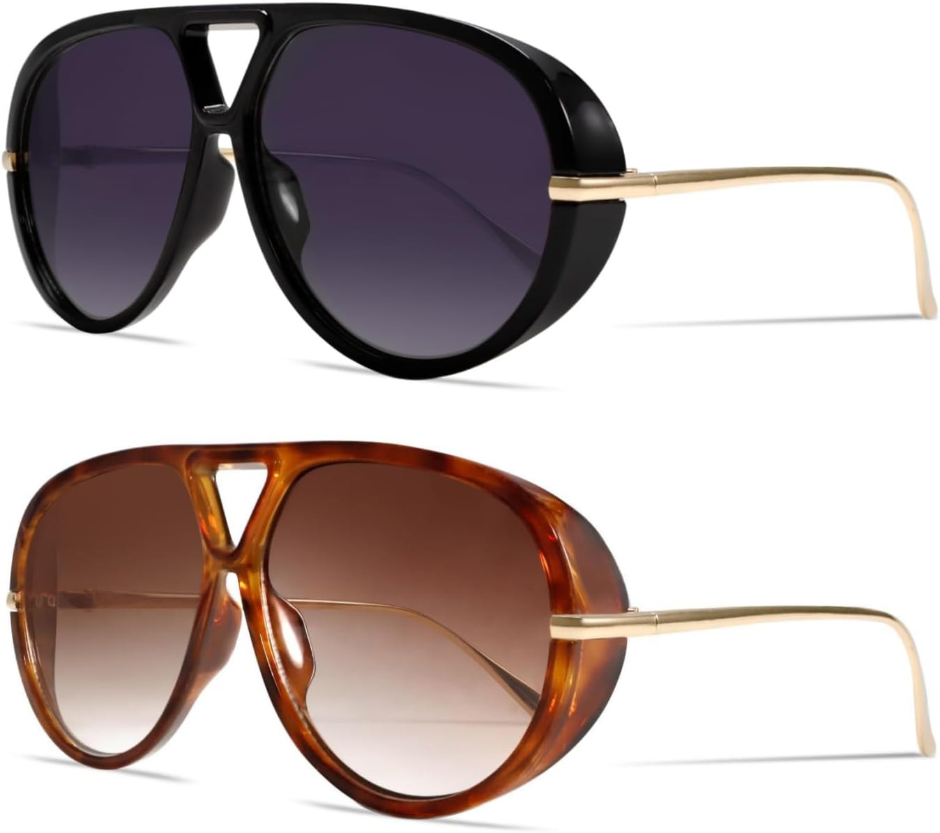 GUVIVI Retro Gold Aviator Sunglasses for Women Men Oversized 70s Glasses | Amazon (US)