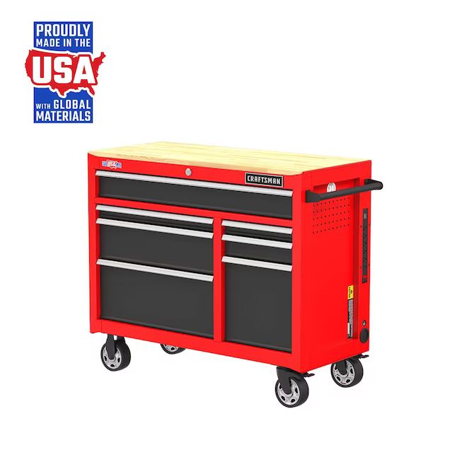 CRAFTSMAN 40.6-in L x 34-in H 7-Drawers Rolling Red Wood Work Bench | Lowe's