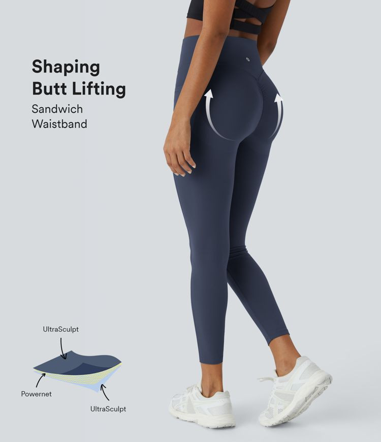 Women’s SoCinched High Waisted Scrunch Butt Lifting Tummy Control Side Pocket Shaping Training ... | HALARA