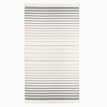 Organic Turkish Stripe Beach/Pool Towel - Black | West Elm (US)