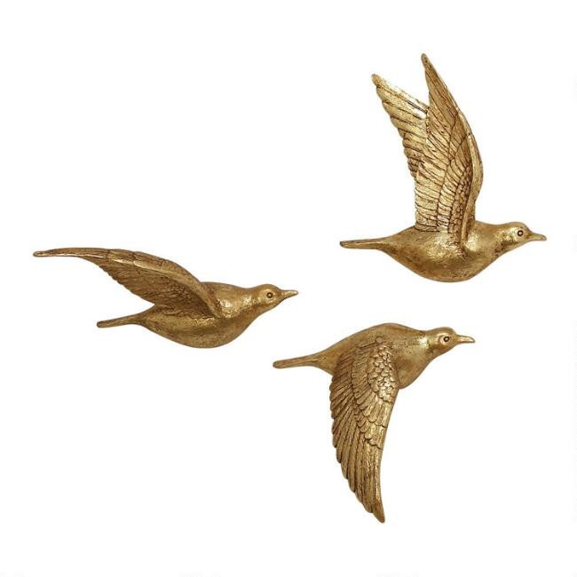 Gold Coastal Birds Wall Decor 3 Piece | World Market
