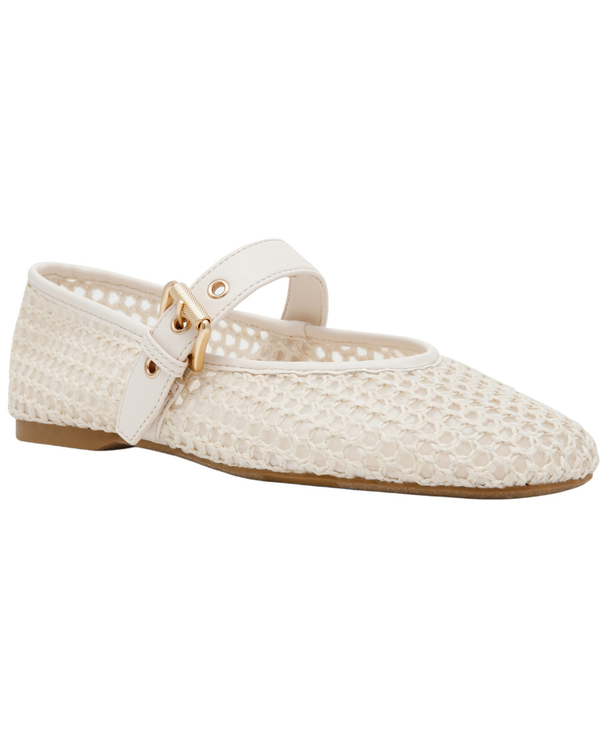 Dv Dolce Vita Women's Mulaney Mesh Buckle Mary Jane Flats - Ivory Woven Mesh | Macy's