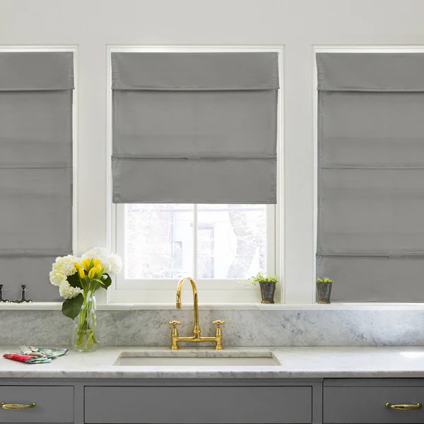 Chicology Grey Light Filtering Magnetic Roman Shade | Bed Bath & Beyond