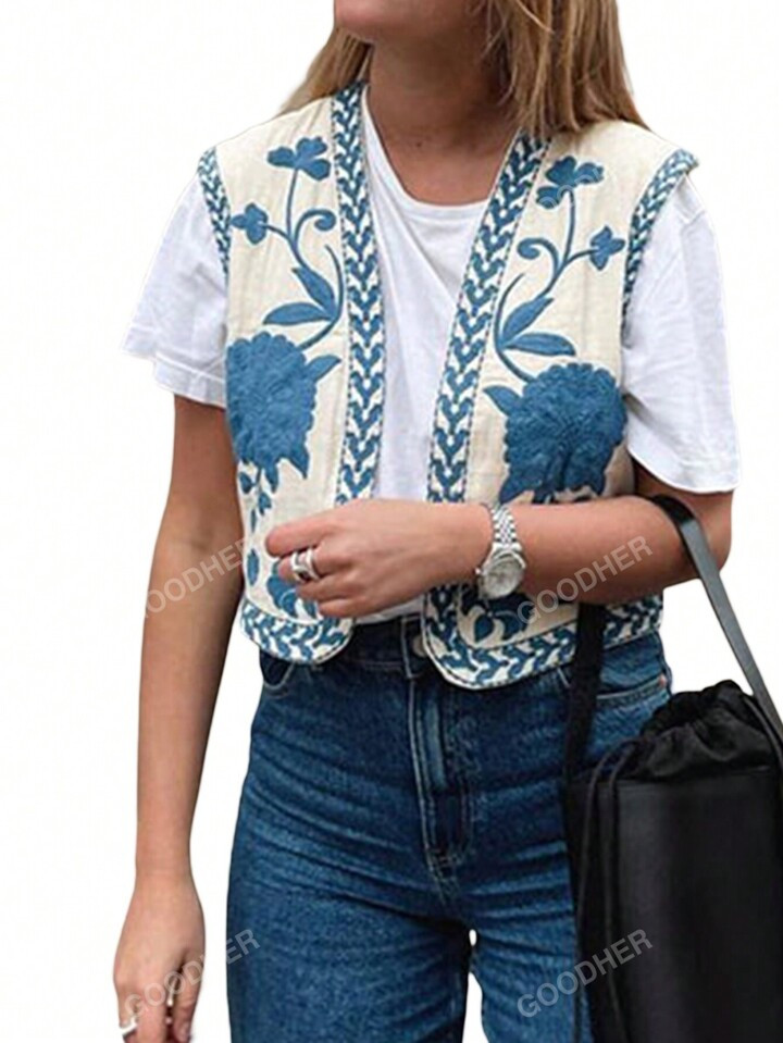 Women's Summer Floral Embroidery Cardigan Jacket | SHEIN