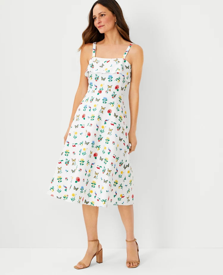 Botanical Midi Flare Dress | Ann Taylor (US)