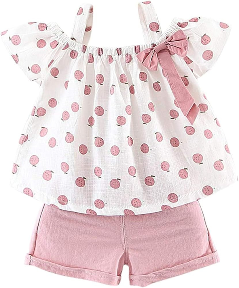 Hipea Toddler Baby Girls Summer Clothes Outfits Ruffle Camisole Spot Dot Tops and Casual Shorts N... | Amazon (US)