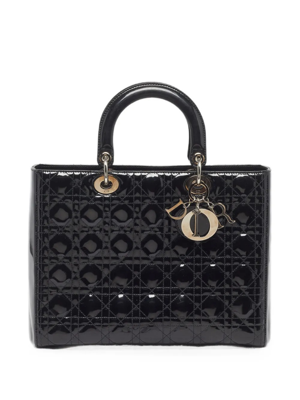 Christian Dior Pre-Owned 2010 Lady Dior Cannage leather tote bag - Black | Farfetch Global
