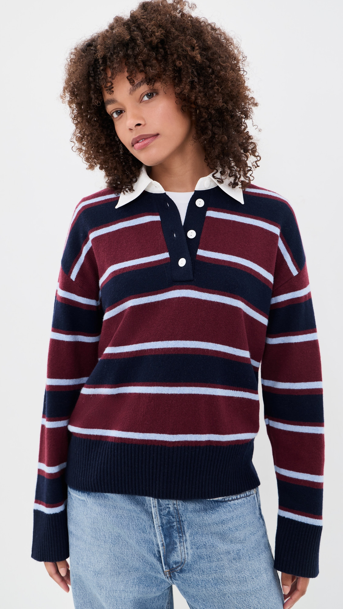 RAILS Paxton Polo Sweater Boysenberry Stripe S | Shopbop