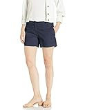 Nautica Women's Comfort Tailored Stretch Cotton Solid Short Shorts, Navy, 8 | Amazon (US)
