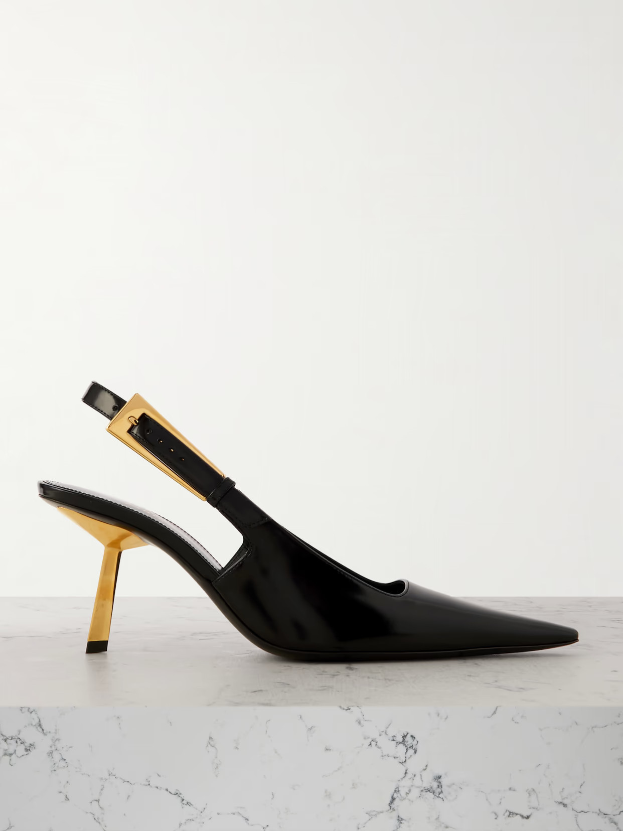 SAINT LAURENT - Lee Leather Slingback Pumps - Black | NET-A-PORTER (US)