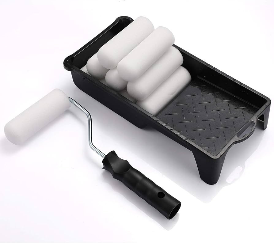 Foam Paint Roller, Roller Frame with 4-Inch Mini Paint Roller Cover Refills with Foam-Covered End... | Amazon (US)