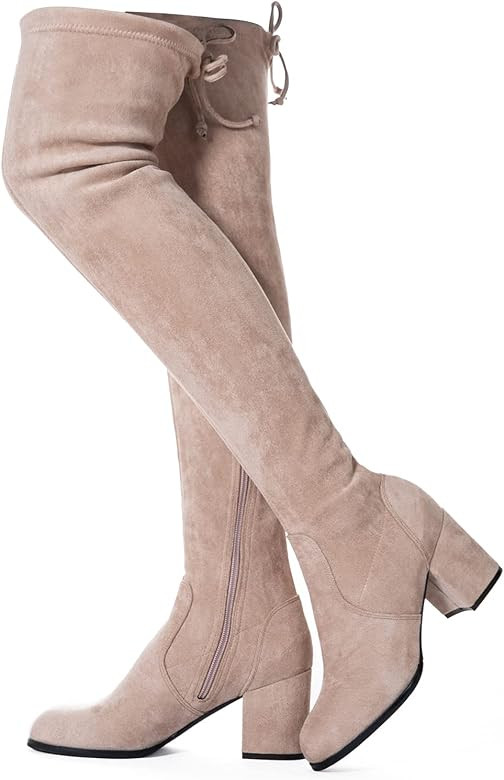Women Boots Winter Over Knee Long Boots Fashion Boots Heels Autumn Quality Suede Comfort Square Heel | Amazon (US)