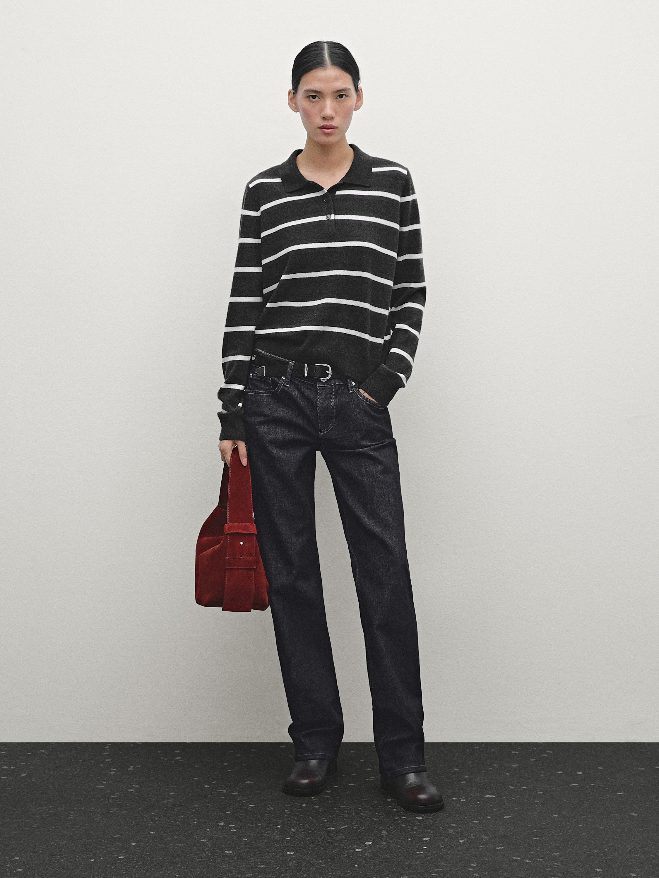 Low-rise straight-leg jeans | Massimo Dutti US