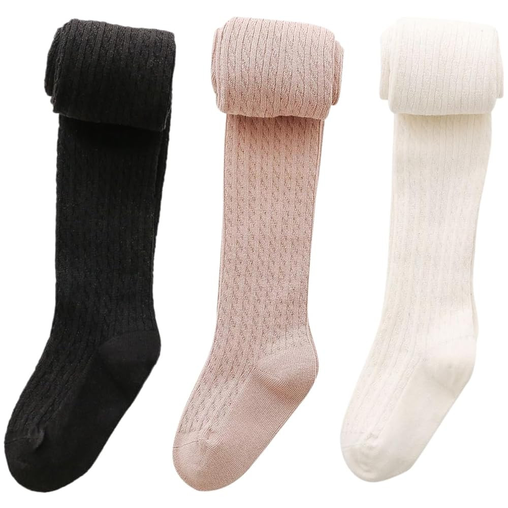 vanberfia Baby Girls Tights Cable Knit Leggings Stockings 3 Pack Pantyhose Infants Toddlers 2-10T... | Amazon (US)