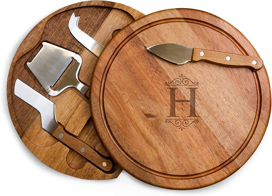 Toscana Monogram Initials H Personalized Acacia Circo Cheese Cutting Board & Tools Set | Amazon (US)