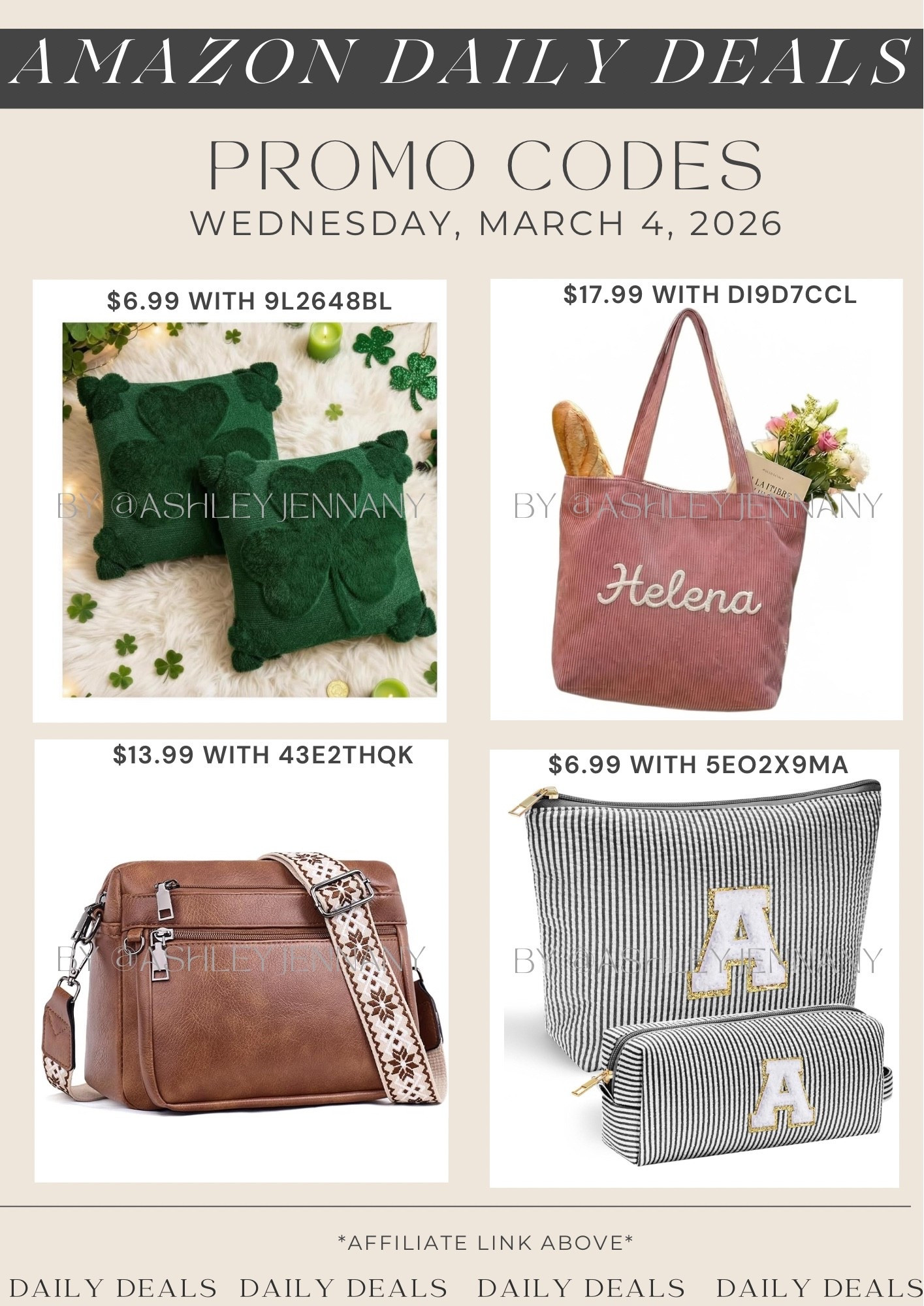 Amazon fashion deals on st. Patrick’s day decor, makeup bag set, crossbody bag and personalized tote bag 

#LTKSaleAlert #LTKSeasonal #LTKTravel