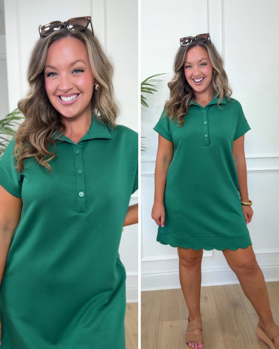 Chic spring or summer outfit! Loving this collared t shirt dress with pockets. Paired with my fave sandals! I'm 5'5" Size 8/10 wearing Medium. #amazonfashion #summerdress #travelstyle 

 #LTKSeasonal #LTKMidsize #LTKTravel