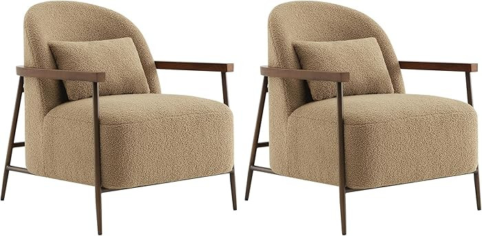CHITA Accent Chair for Living Room Set of 2, FSC Certified Modern Upholstered Faux Sherpa Fabric ... | Amazon (US)