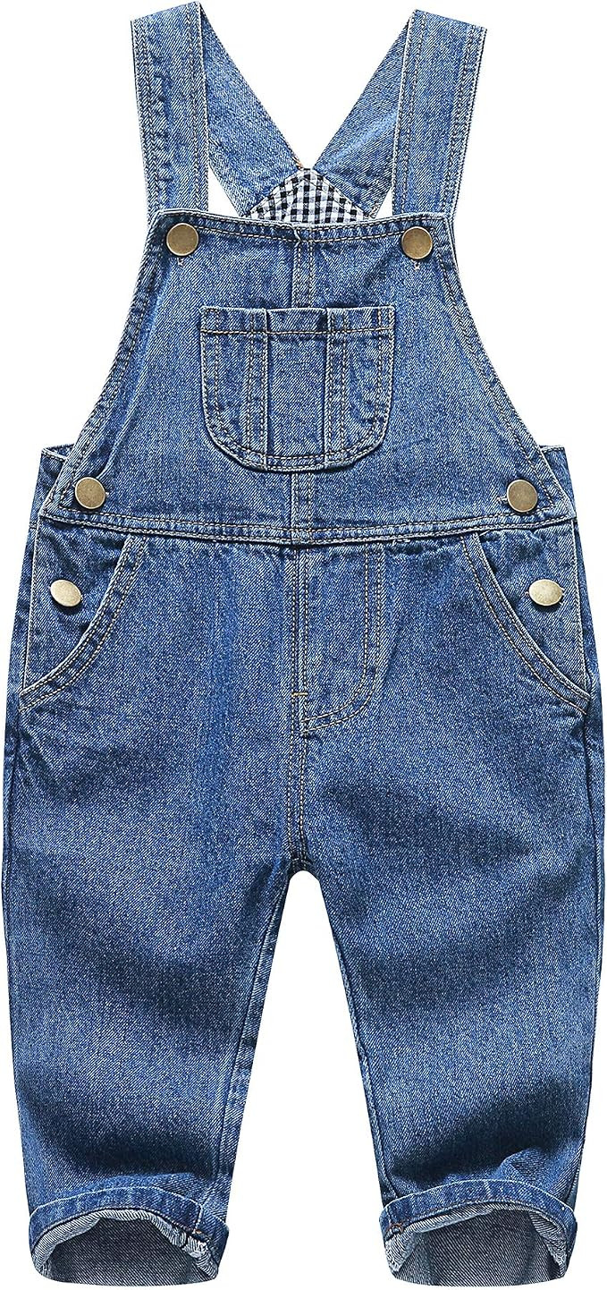 KIDSCOOL SPACE Baby Boy Girl Jean Overalls,Toddler Ripped Denim Cute Workwear | Amazon (US)
