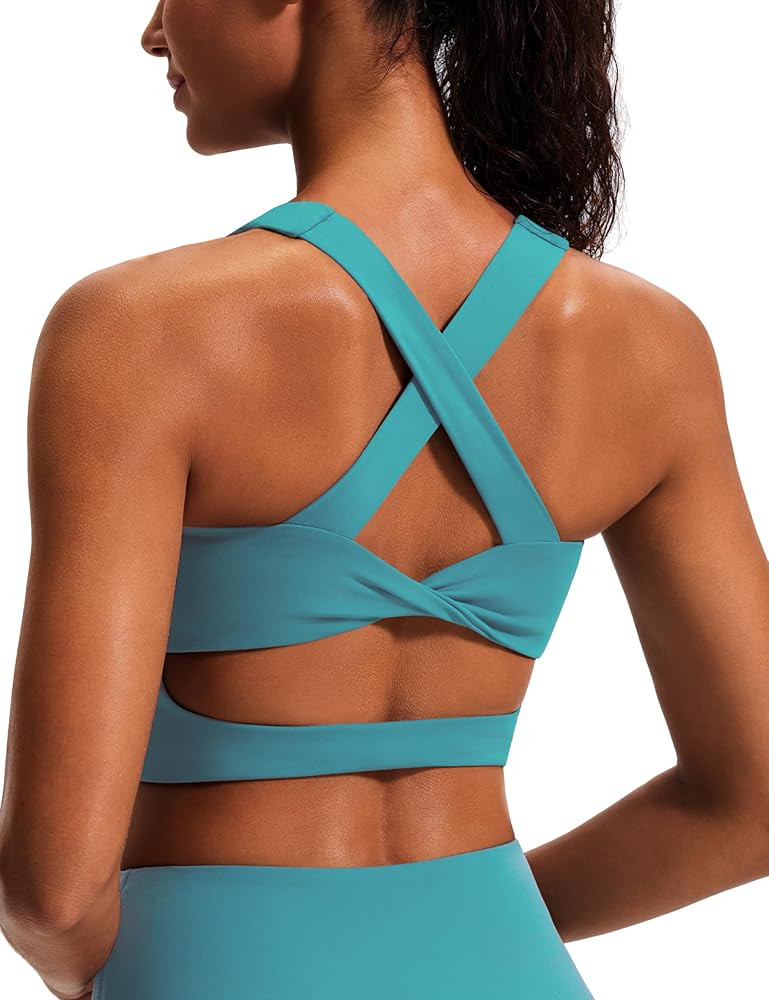 Sports Bras for Women Criss-Cross Back Padded Workout Tank Tops Medium Support Crop Tops for Wome... | Amazon (US)