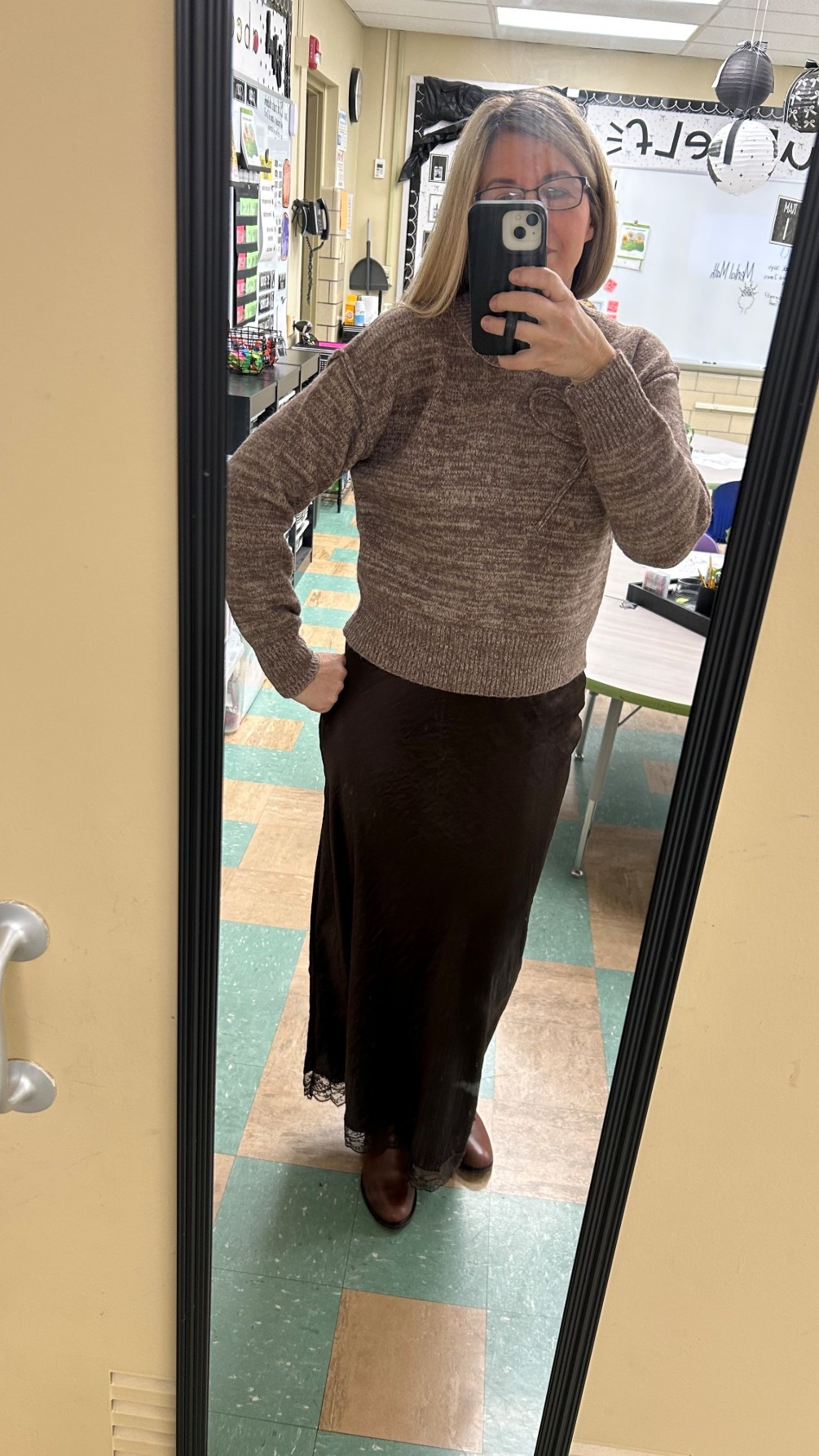 Cutest sweater and skirt detail perfect for work or date night. #teacher #teacherstyle

#LTKootd #LTKdayinmylife #LTKWorkwear