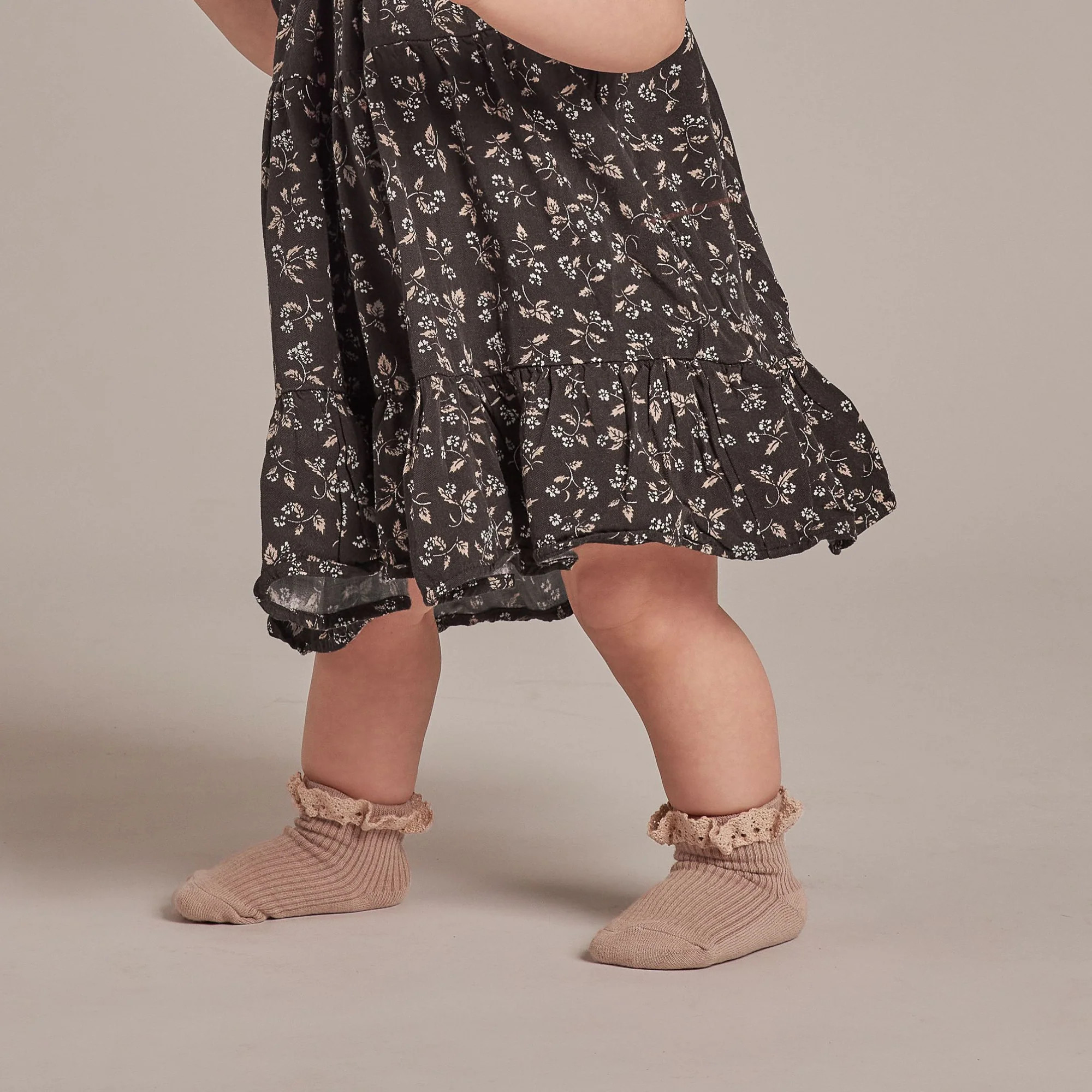 Rylee & Cru Ruffle Socks 3-Pack, Putty/Ivory/Chartreuse | SpearmintLOVE