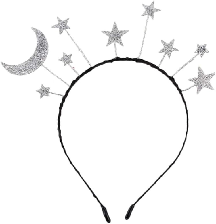 Amosfun Star And Moon Headband Crowns Hair Jewelry Wedding Princess Birthday Party Hat | Amazon (US)