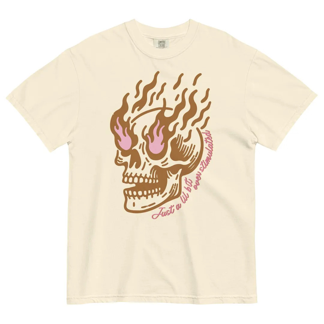 Just a Lil Bit Overstimulated Skull T-shirt for Moms Funny Mom Shirt Overwhelmed Mom Tee Hallowee... | Etsy (US)