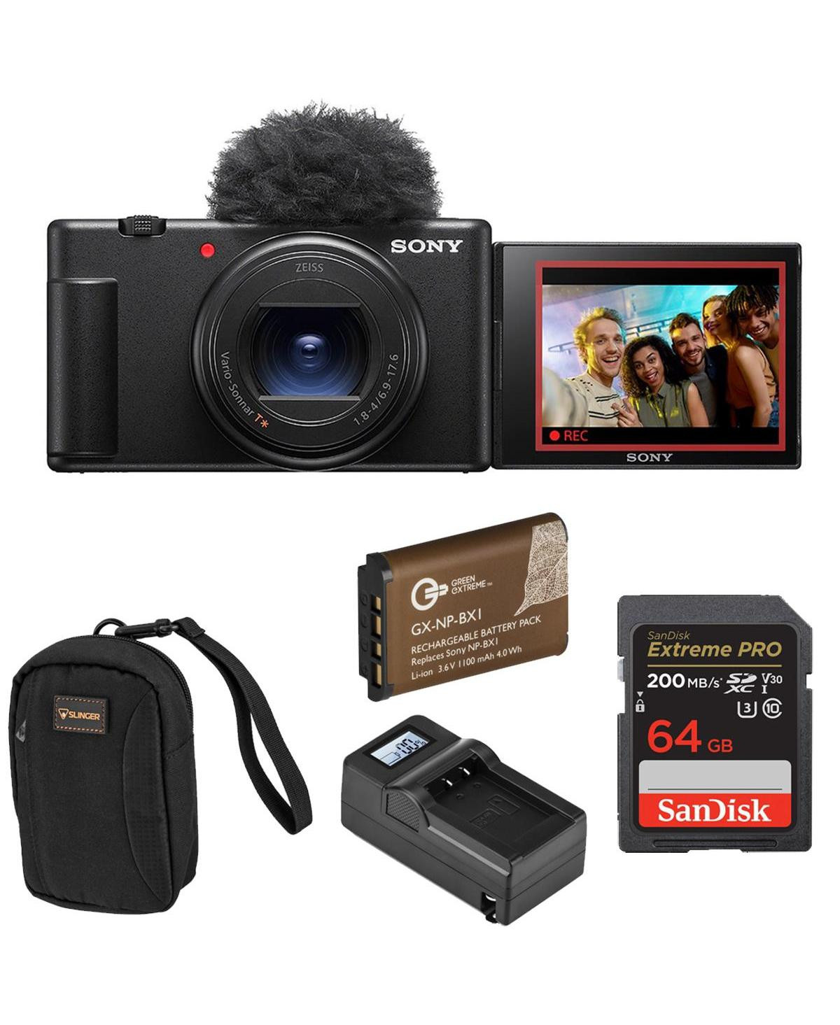 Sony Sony Zv-1 Ii Vlog Camera for Content Creators and Vloggers, Bundle With Extra Battery, Smart Charger With Screen, 64GB Sd Card, Slinger Camera - | Macy's