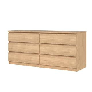 Tvilum Scottsdale Jackson Hickory 6-Drawer 60.55 in. Wide Double Dresser 70296hl - The Home Depot | The Home Depot