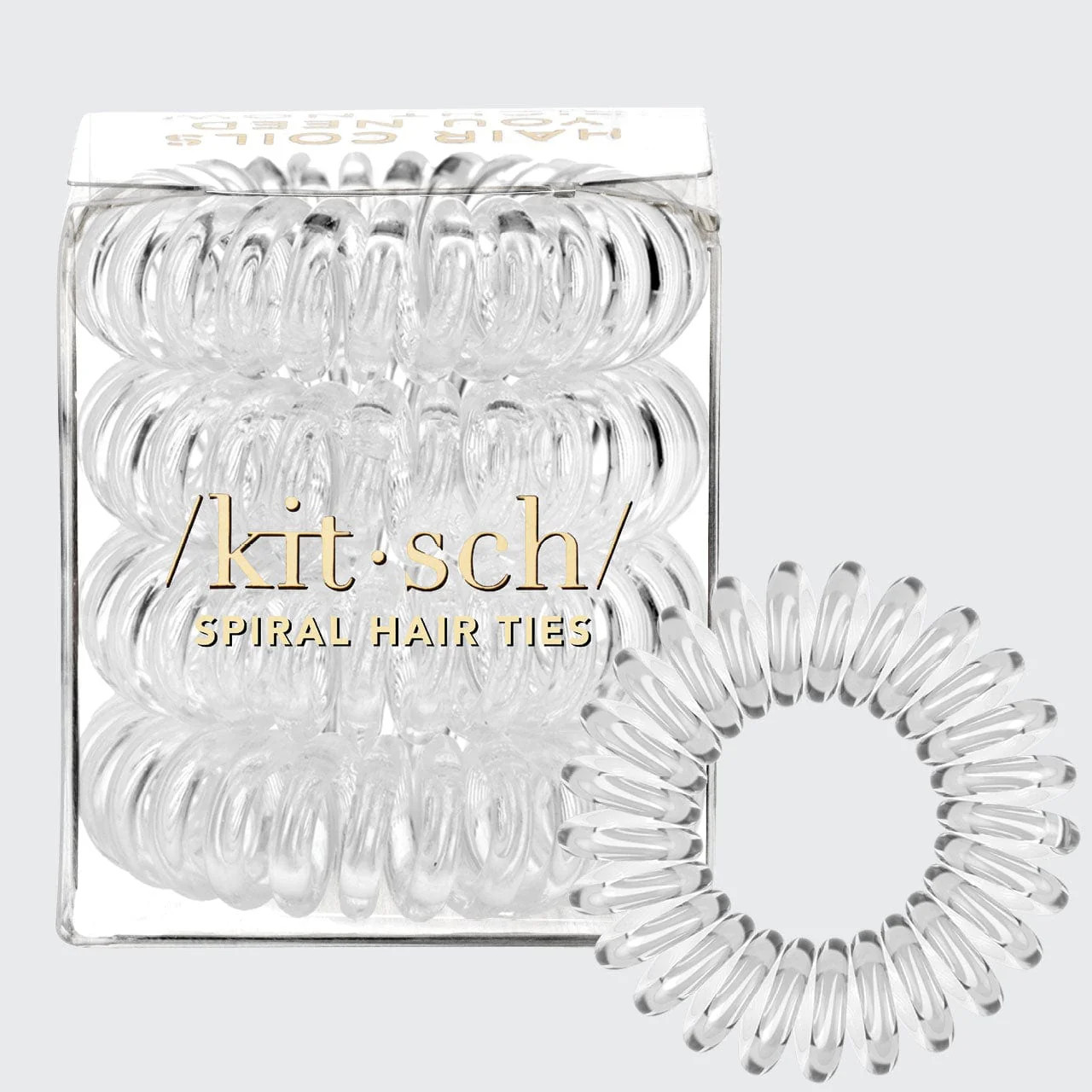 Spiral Hair Ties 4 Pc - Clear | Kitsch
