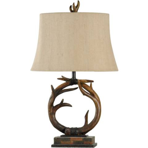 Dalton Dark Brown Table Lamp with Beige Hardback Shade | Lamps Plus