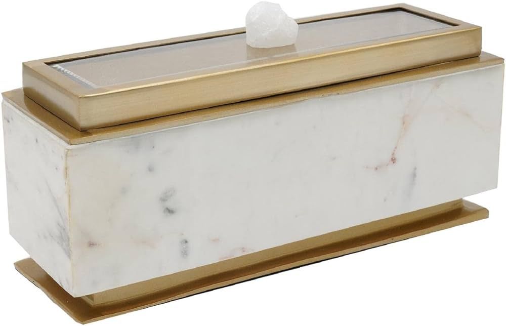 A&B Home Marble Storage Box - Rectangular Box with Glass Lid, Decorative Storage for Small Item, ... | Amazon (US)