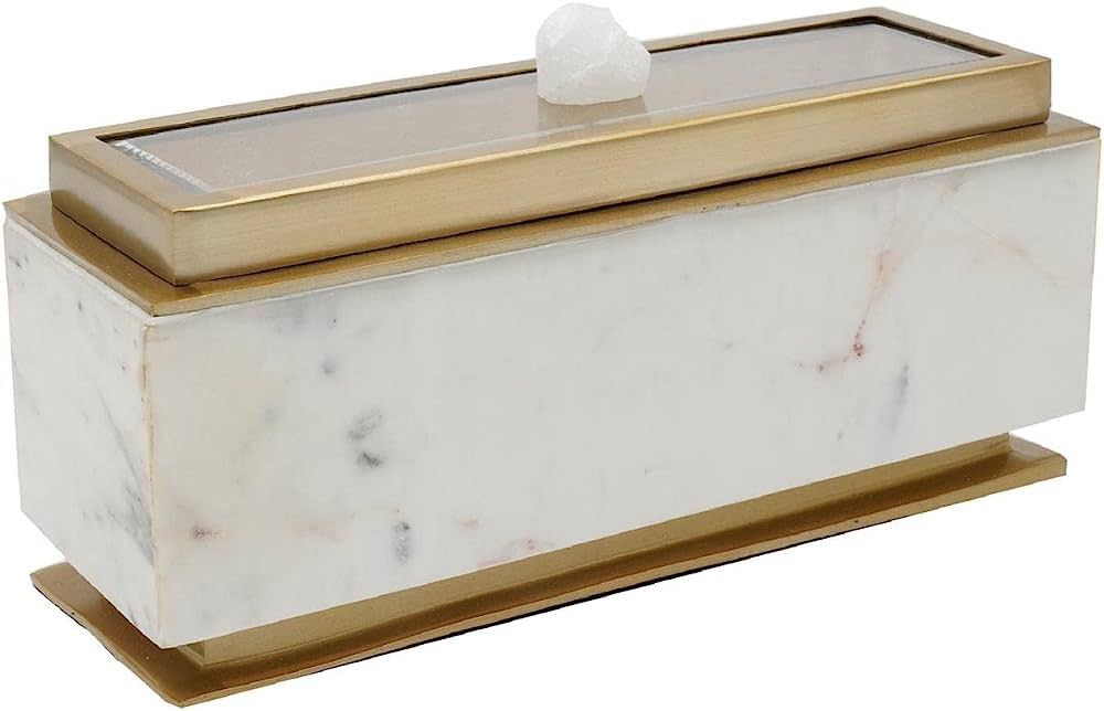 A&B Home Marble Storage Box - Rectangular Box with Glass Lid, Decorative Storage for Small Item, ... | Amazon (US)