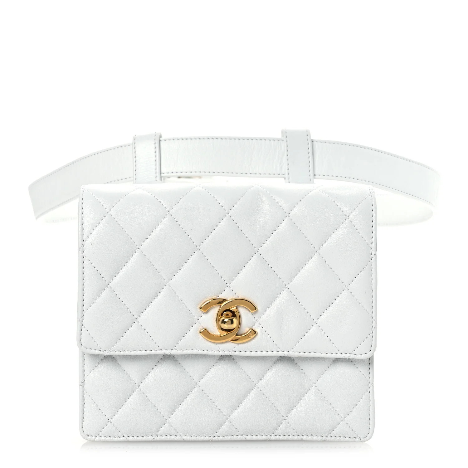 Chanel Lambskin Quilted Flap Waist Belt Bag 75 30 White 1723533 | FASHIONPHILE (US)