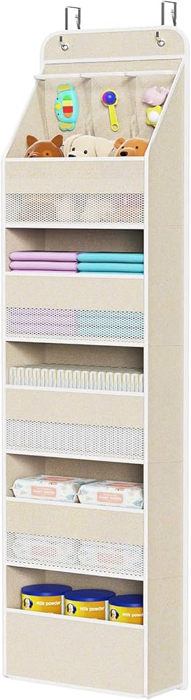 Univivi 6-Shelf Over Door Hanging Organizer Fabric Baby Door Storage with 5 Extra Large Capacity ... | Amazon (US)