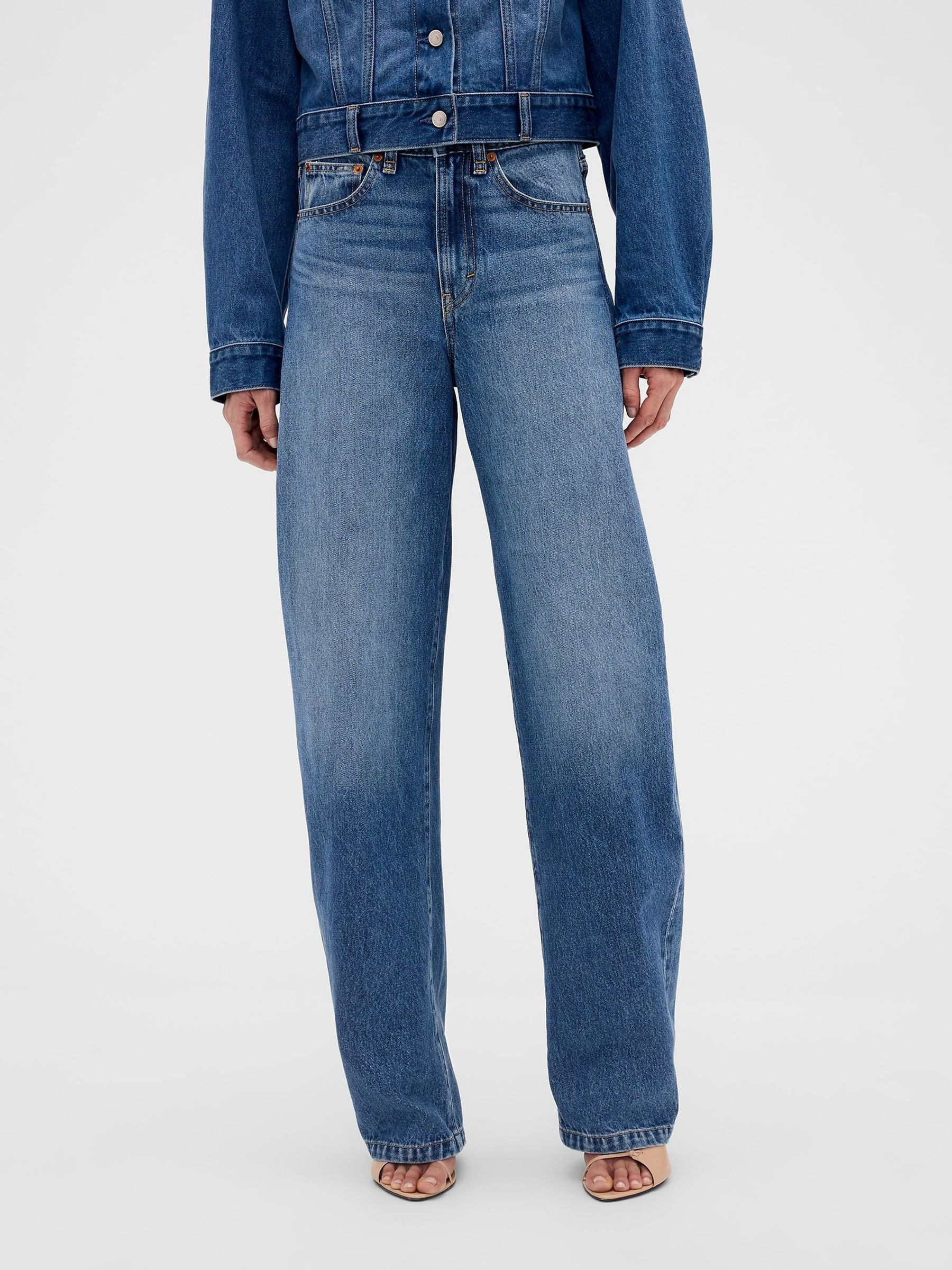 Gap x Victoria Beckham Mid Wash Blue High Waisted Arc Jeans | Gap | GAP UK