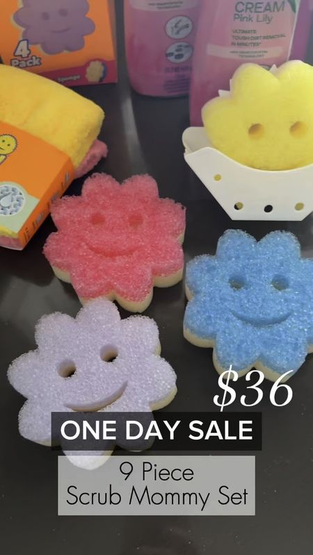 One day sale happening on this awesome 9 piece scrub mommy set! Comes with 4 scrub mommies, sink holder, 2 bottles of Cif cleaner, and 2 microfiber cleaning cloths
Use these promo codes to save extra:
WELCOME20 ($20 off $40) 1st time customers
SURPRISE30 ($30 off $60) 1st time customers
HELLO10 ($10 off) 2nd time customers 
 @qvc #loveqvc 

#LTKfindsunder50 #LTKsalealert #LTKhome